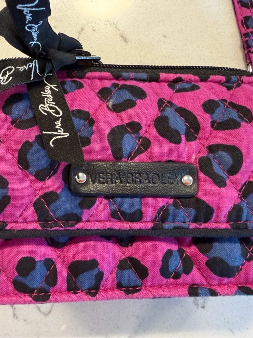 Vera Bradley Pink Quilted Crossbody Leopard Spots
